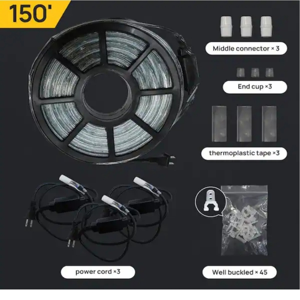 Walsport 150 ft. 110-Volt Plug-In Warm White Color Changing Light LED R